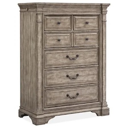 Transitional Chest of 6-Drawers with 2 Felt-Lined Drawers and Pullout Hanging Rod